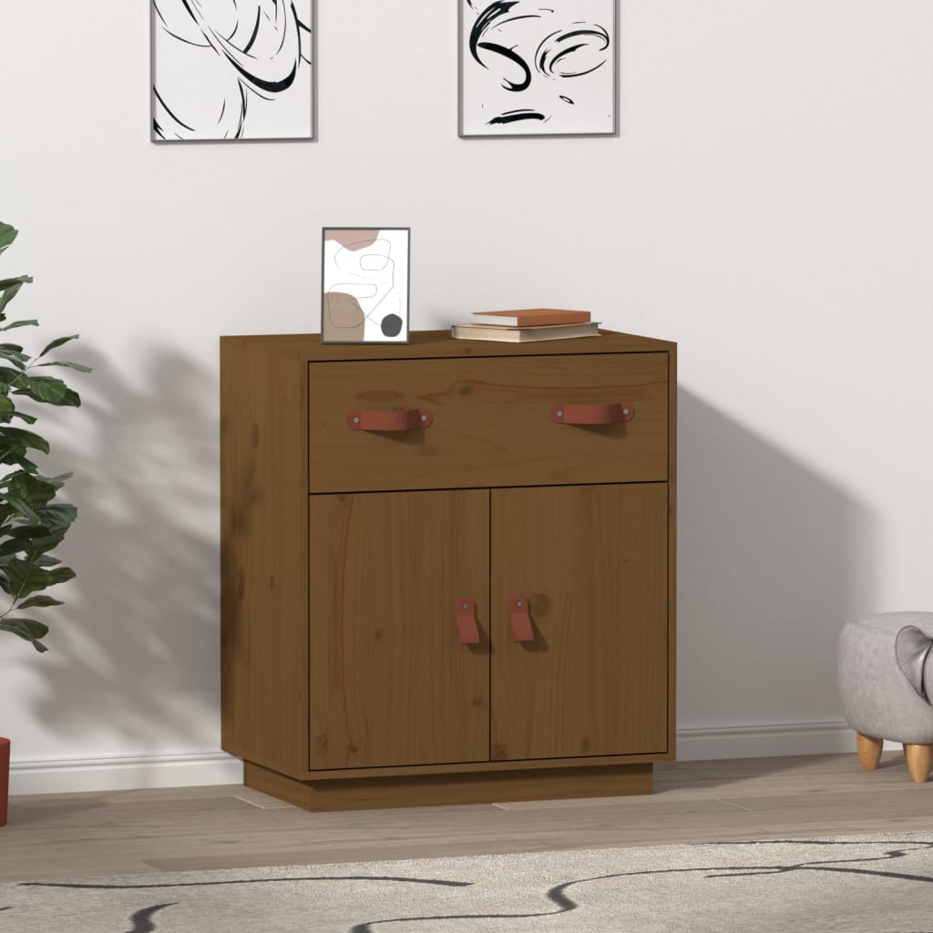 Credenza 65,5x40x75 cm pino massello marrone dorato - color miele, 1 - number 1.