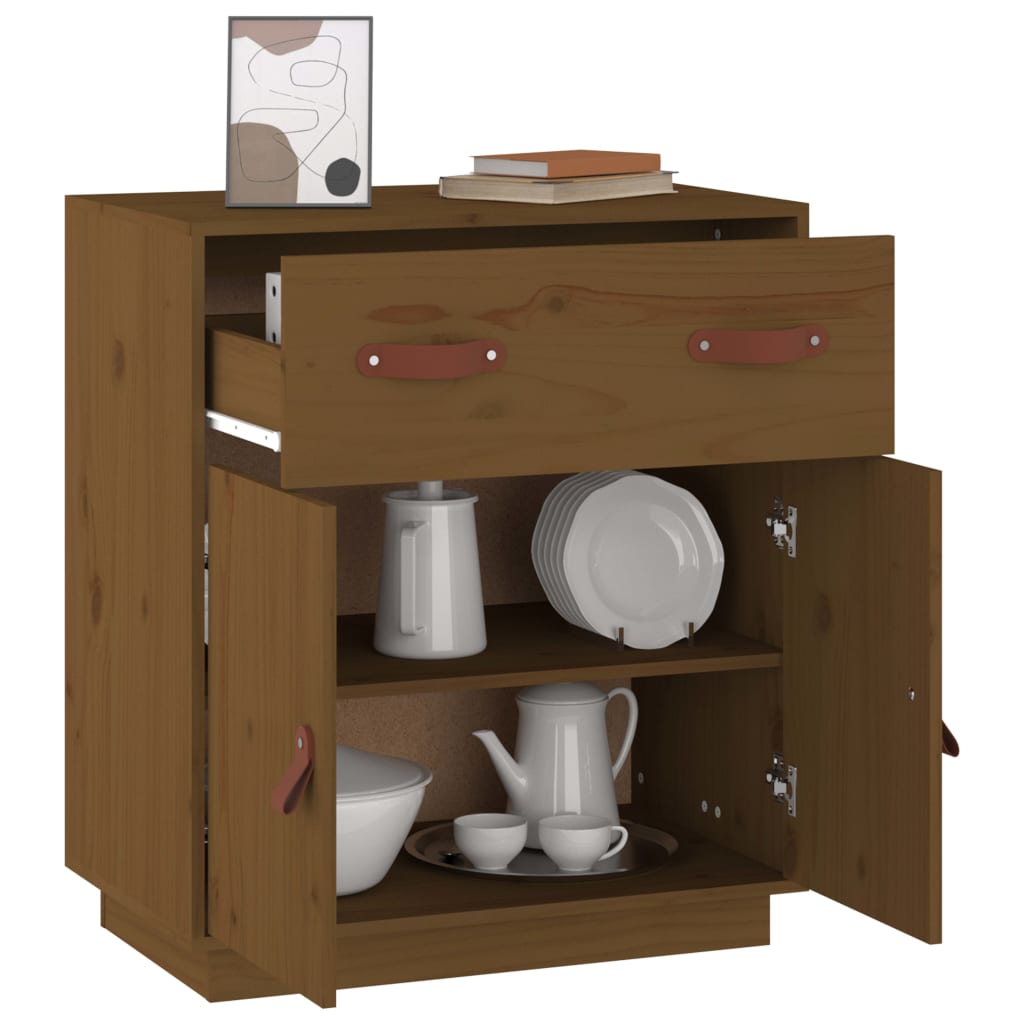 Credenza 65,5x40x75 cm pino massello marrone dorato - color miele, 1 - number 7.