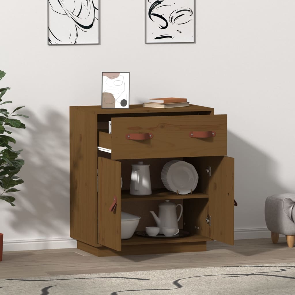 Credenza 65,5x40x75 cm pino massello marrone dorato - color miele, 1 - number 6.