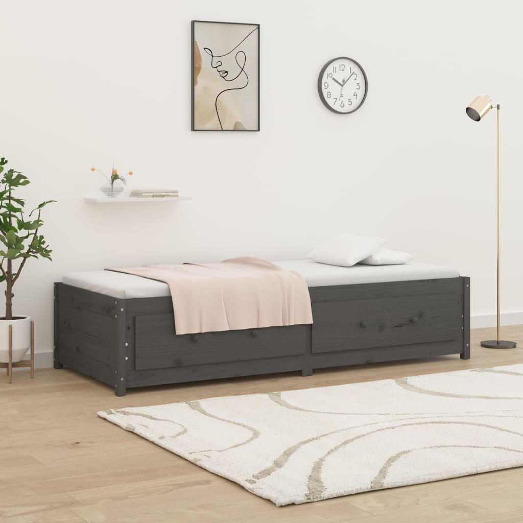 Daybed massivt fyrretræ - grå, 90 x 200 cm - number 4.