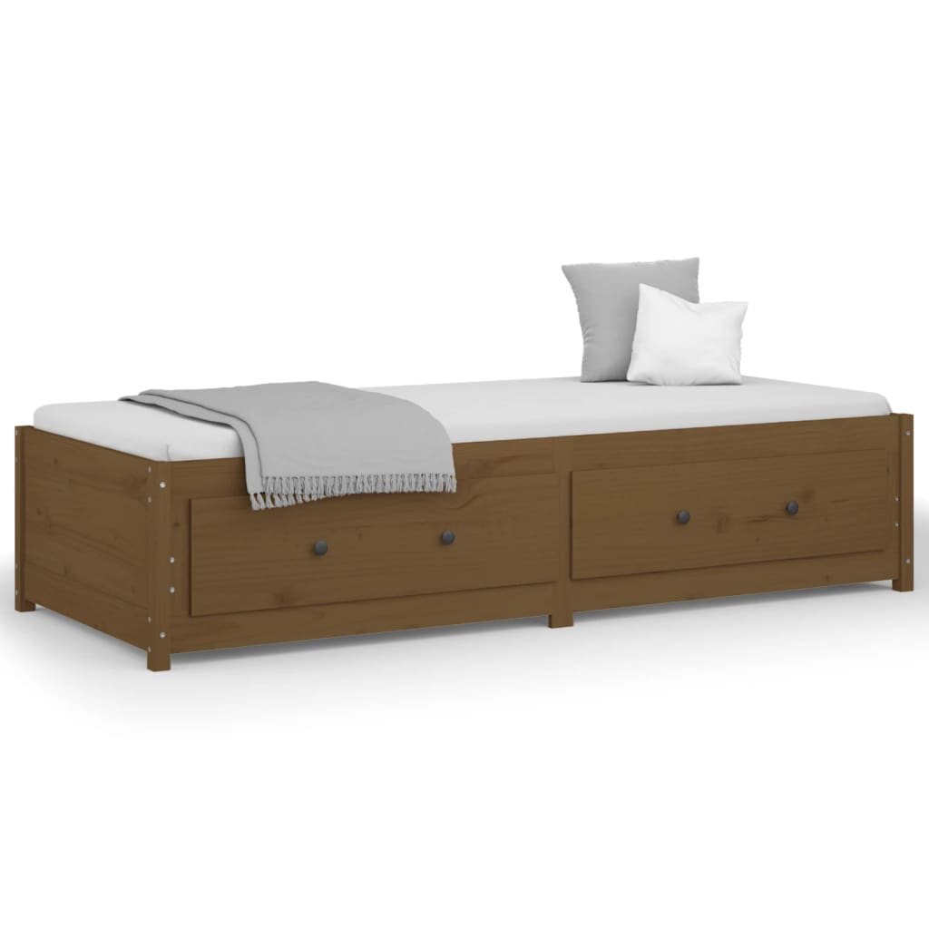 Daybed 90x190 cm single massivt fyrretræ gyldenbrun - number 2.
