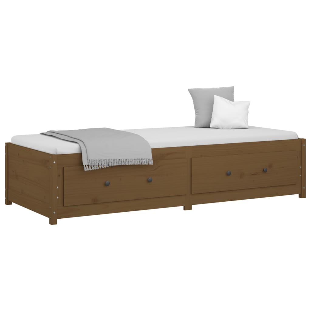 Daybed 90x190 cm single massivt fyrretræ gyldenbrun - number 3.