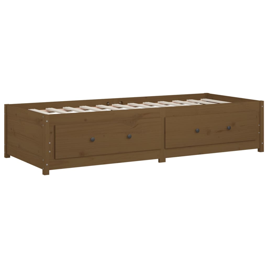 Daybed 90x190 cm single massivt fyrretræ gyldenbrun - number 7.