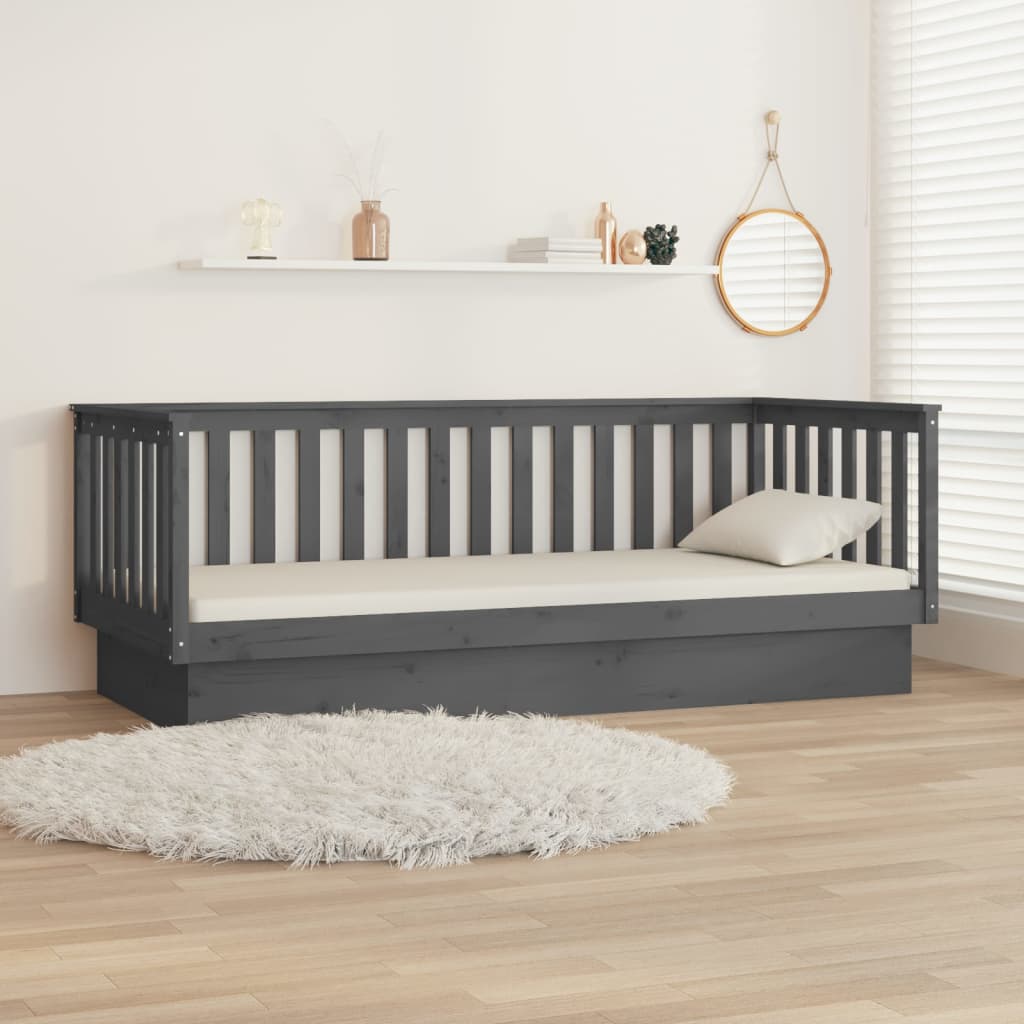 Daybed massivt fyrretræ - grå, 90 x 200 cm - number 4.