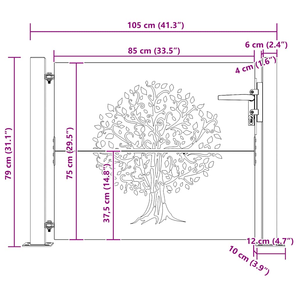 Trädgårdsgrind corten stål trä design - number 11.