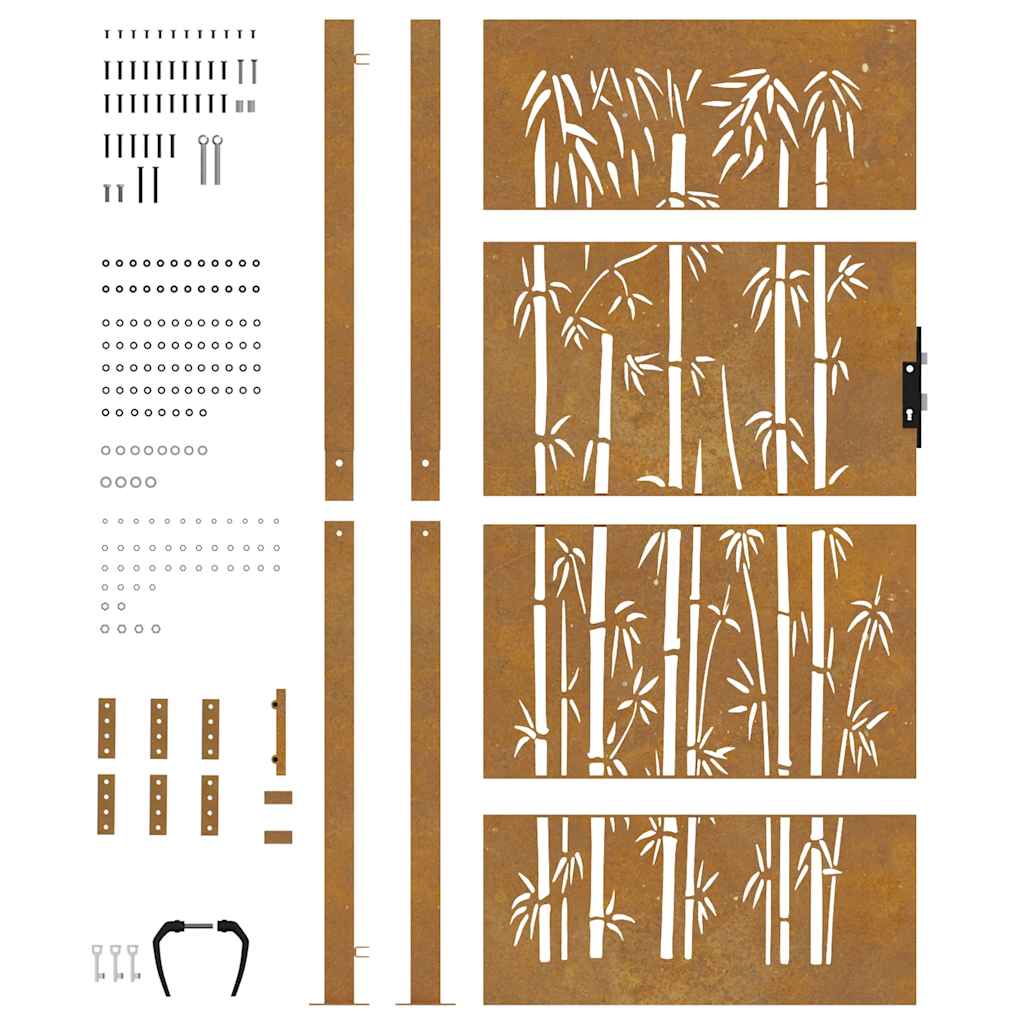 Havel gate corten čelični dizajn bambusa - 105 x 180 cm - number 11.