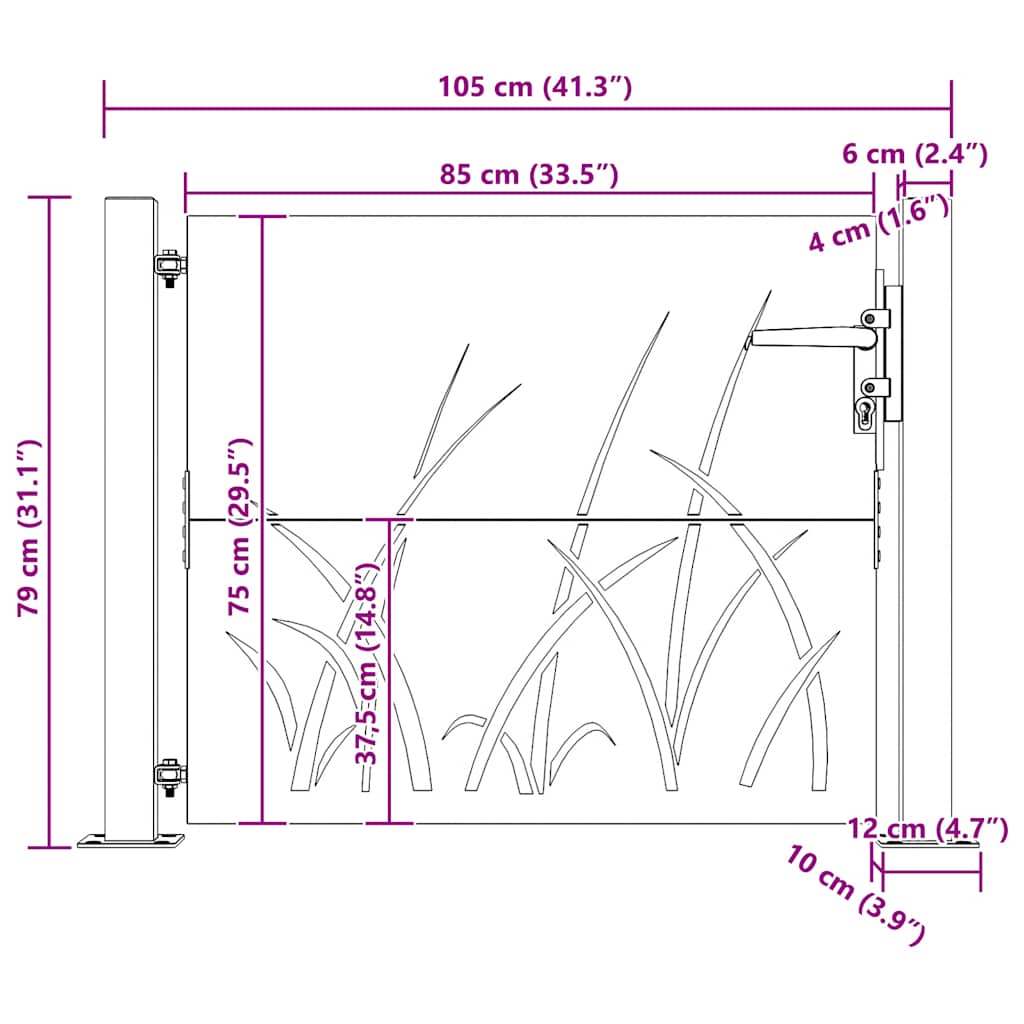 Havelåge cortenstål græsdesign - 105 x 80 cm - number 11.