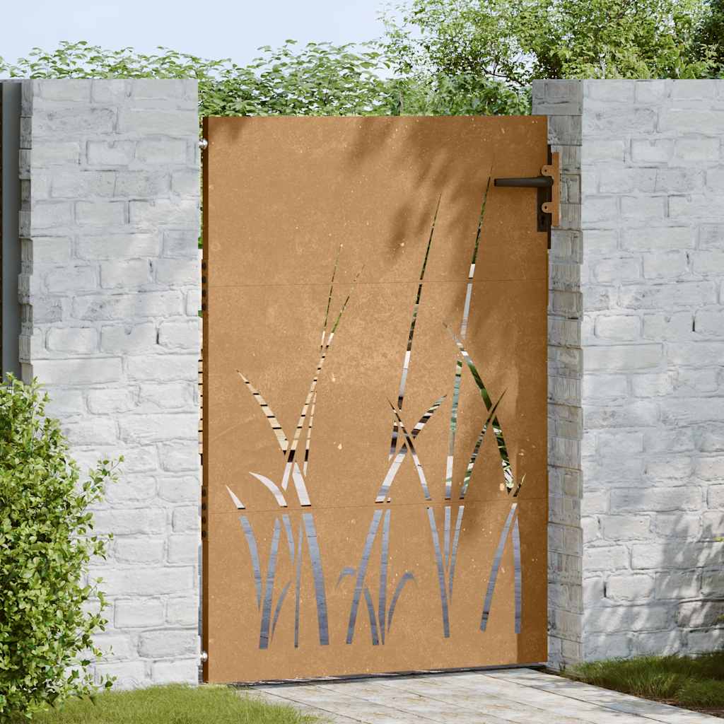 Vrtna vrata corten steel trava dizajn - 85 x 125 cm - number 3.