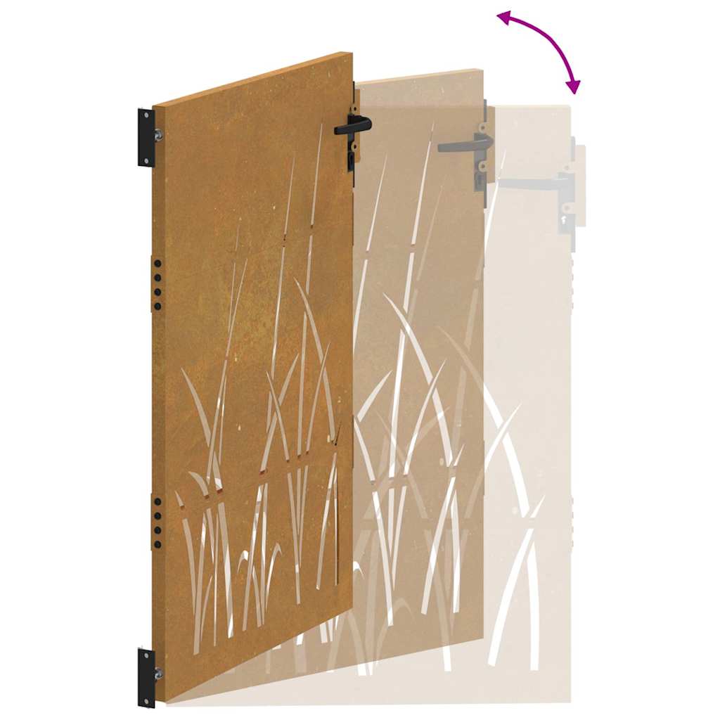 Vrtna vrata corten steel trava dizajn - 85 x 125 cm - number 8.