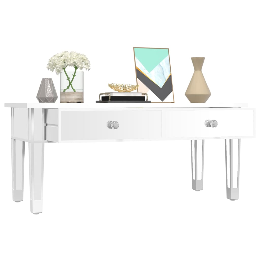 Stolik kawowy z lustrem 106x45x45 cm drewno klejone i szkło - number 5.