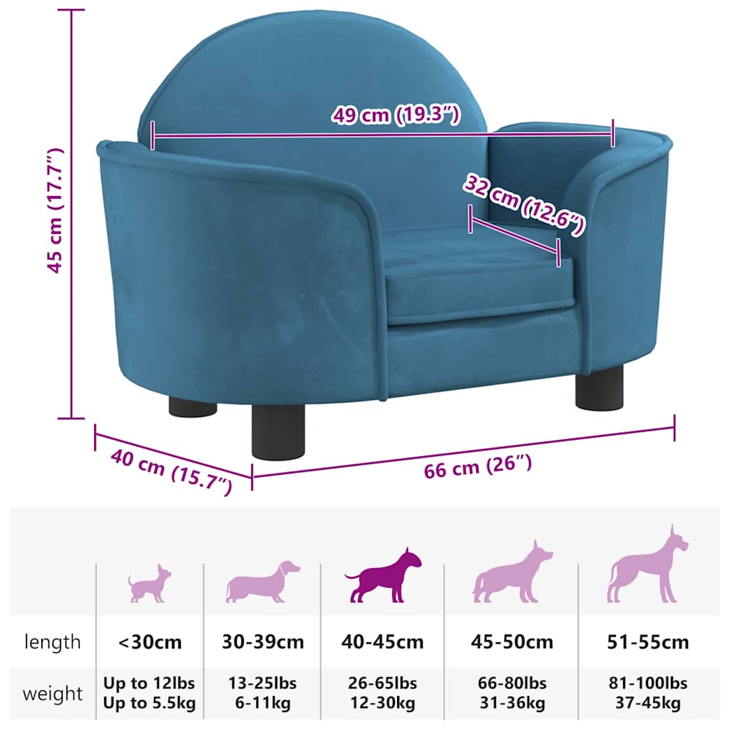 Lit pour chien 66x40x45 cm velours - bleu, ooo 10, ooo 11 - number 7.