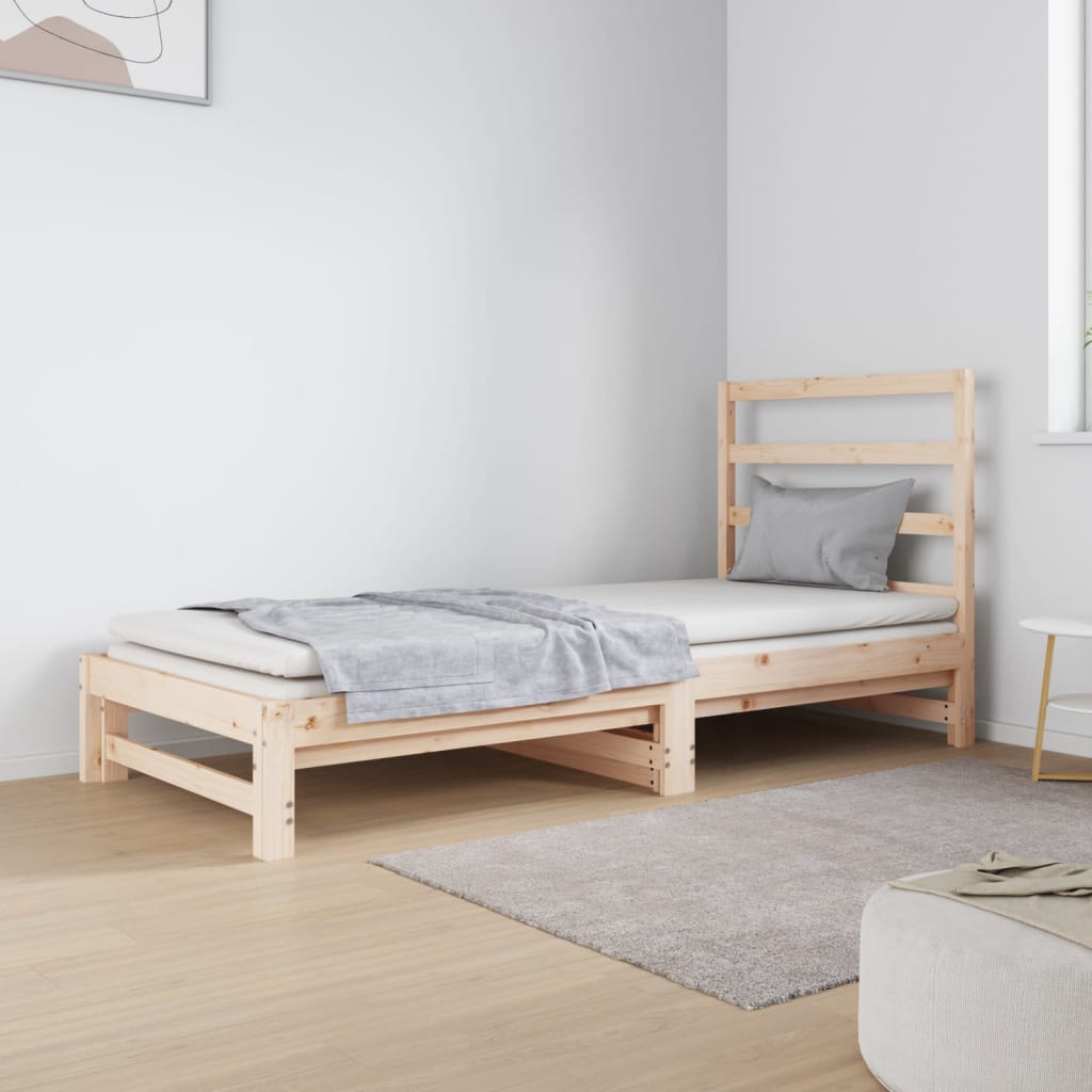 Daybed med udtræk 2x(90x190) cm massivt fyrretræ - naturfarvet - number 1.