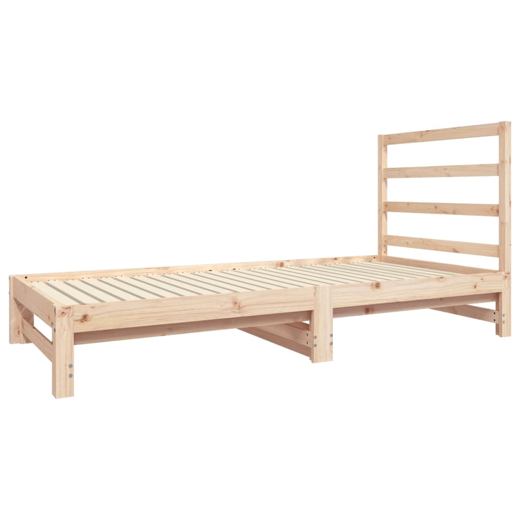 Daybed med udtræk 2x(90x190) cm massivt fyrretræ - naturfarvet - number 4.