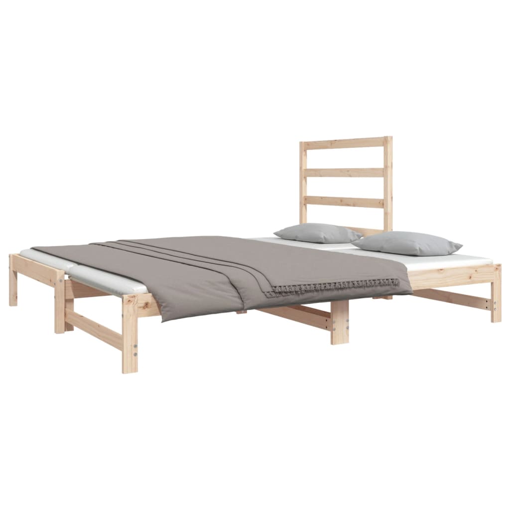 Daybed med udtræk 2x(90x190) cm massivt fyrretræ - naturfarvet - number 9.
