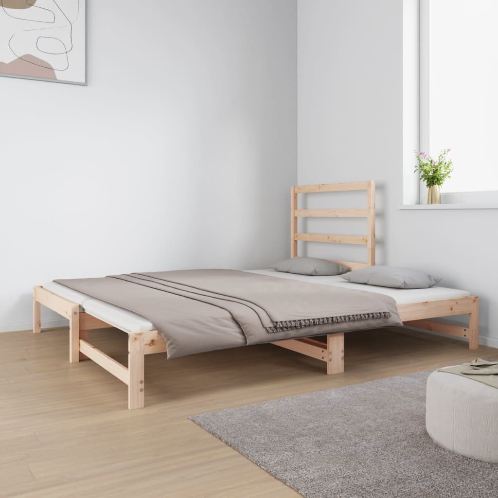 Daybed med udtræk 2x(90x190) cm massivt fyrretræ - naturfarvet - number 8.