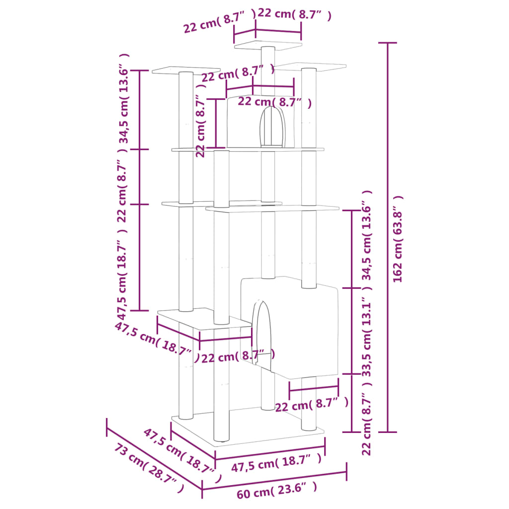 Arbre à chat avec poteaux en sisal 162 cm - number 7.