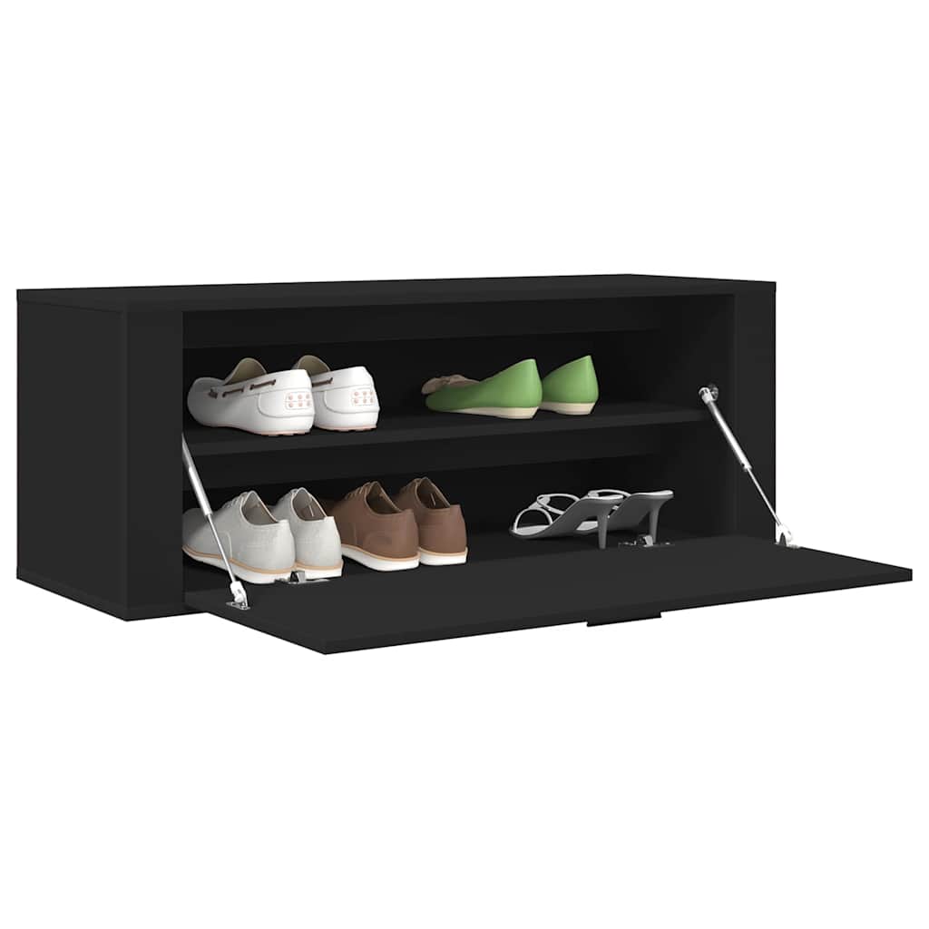 Wall-mounted shoe cabinet 100x35x38 cm engineered wood - black, 1 - number 4.