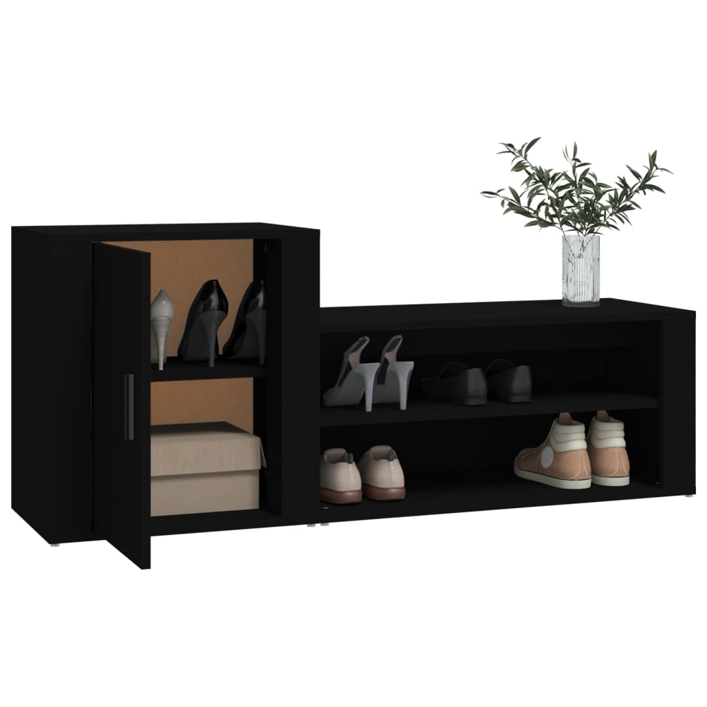 Shoe rack 130x35x54 cm engineered wood - black, 1 - number 4.