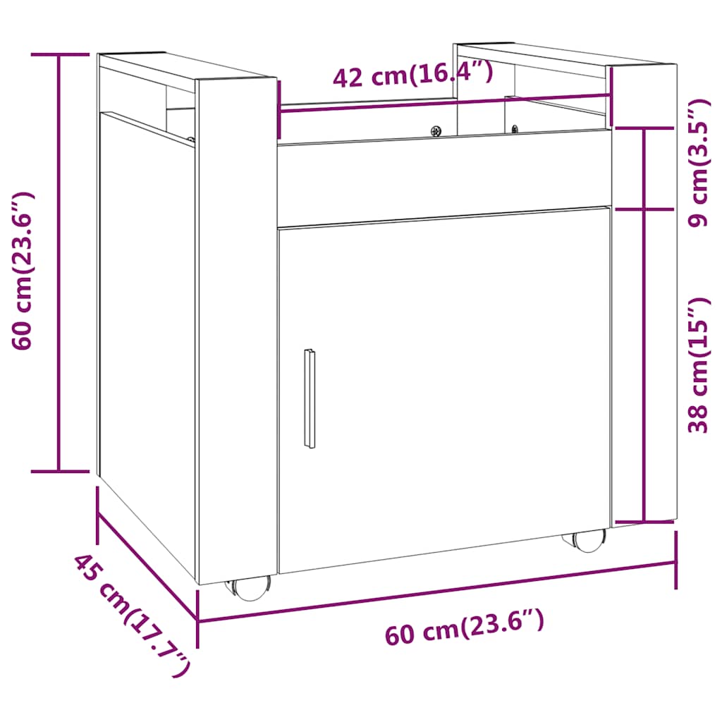 Carrello ufficio 60x45x60 cm legno ingegnerizzato - nero - number 11.