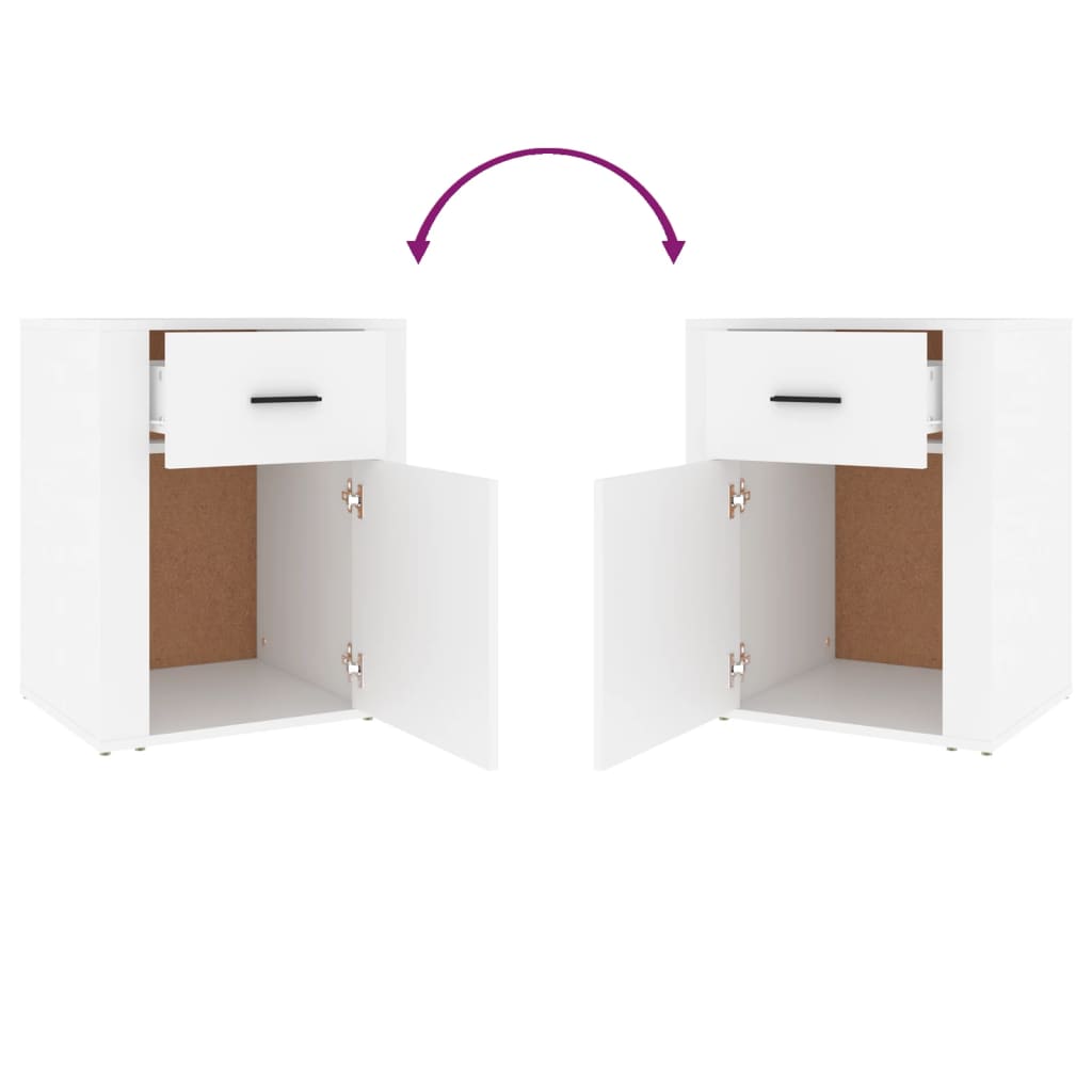 Noćni ormarić 50x36x60 cm konstruirano drvo - bijelo, 1 - number 9.