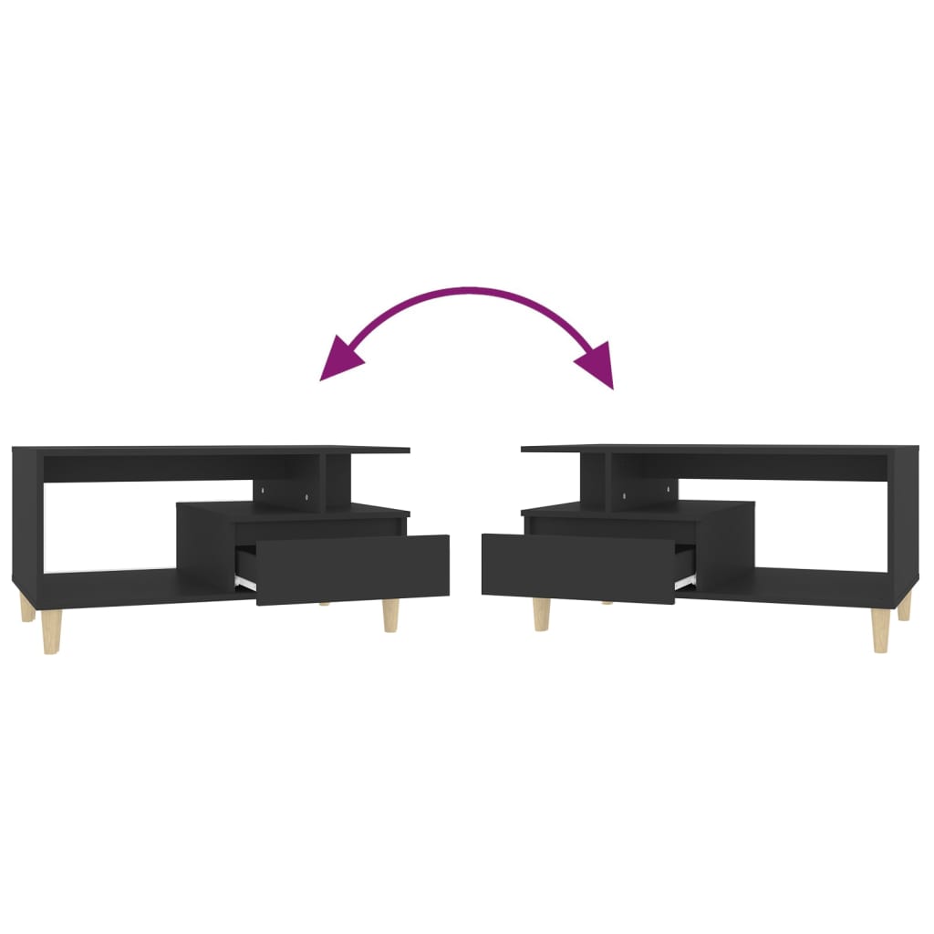 Sofabord 90x49x45 cm konstrueret træ - sort, 1 - number 8.