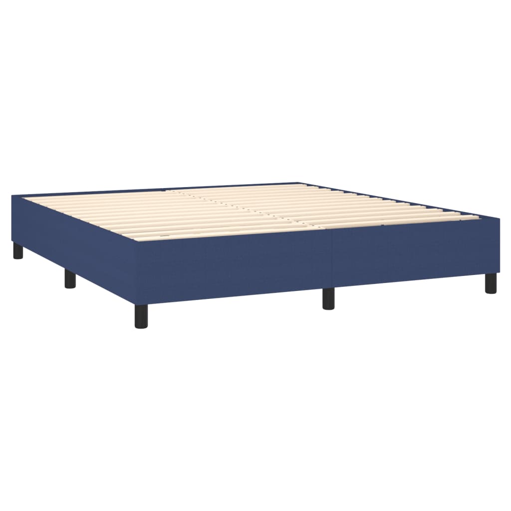 Continental bed with led light fabric - blue, 160 x 200 cm, solid colored with nail - number 5.