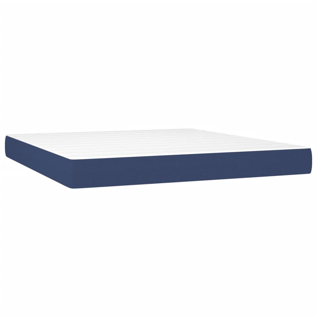Continental bed with led light fabric - blue, 160 x 200 cm, solid colored with nail - number 6.