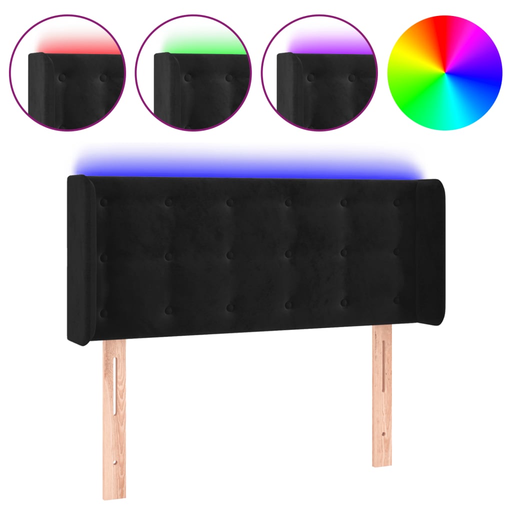 Podglavlje s led light velvet - crno, 93 x 16 x 78/88 cm, 1 - number 2.