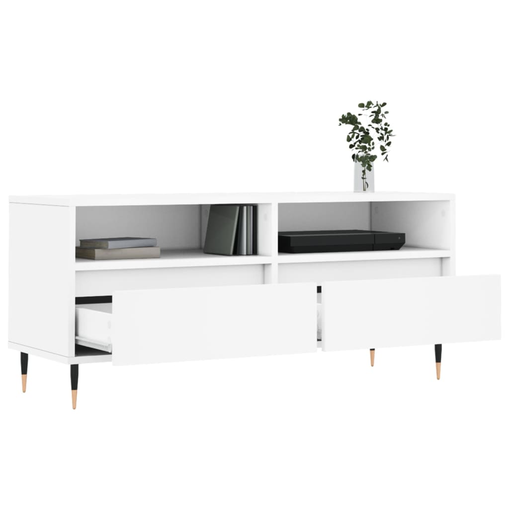 Stolik pod tv 100x34,5x44,5 cm drewno klejone - biały, 1 - number 4.