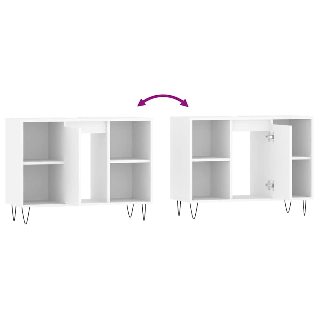 Badeværelsesskab 80x33x60 cm konstrueret træ - hvid, 1, x - number 10.