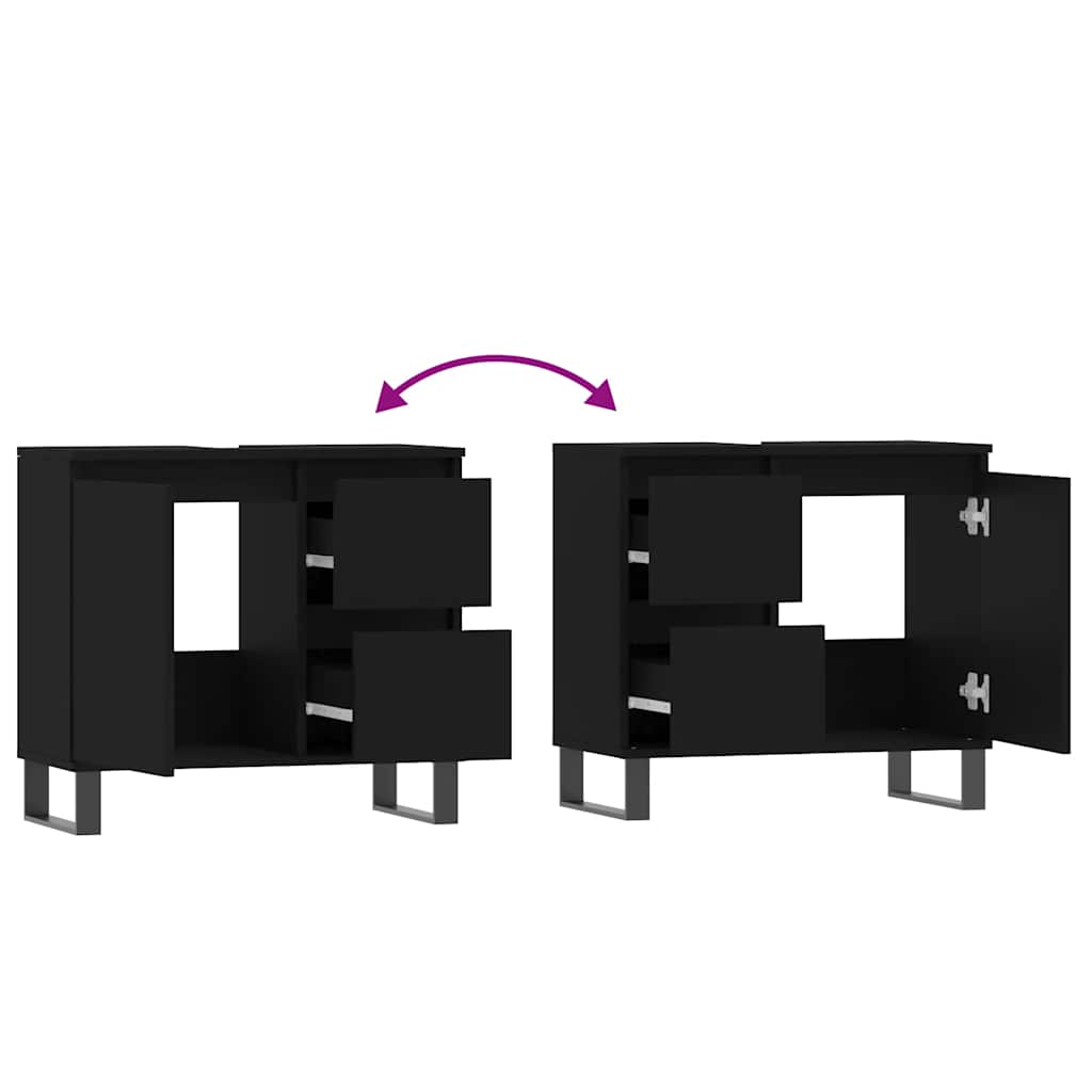 Baderomsskap 65x33x60 cm konstruert tre - svart, 1 - number 9.
