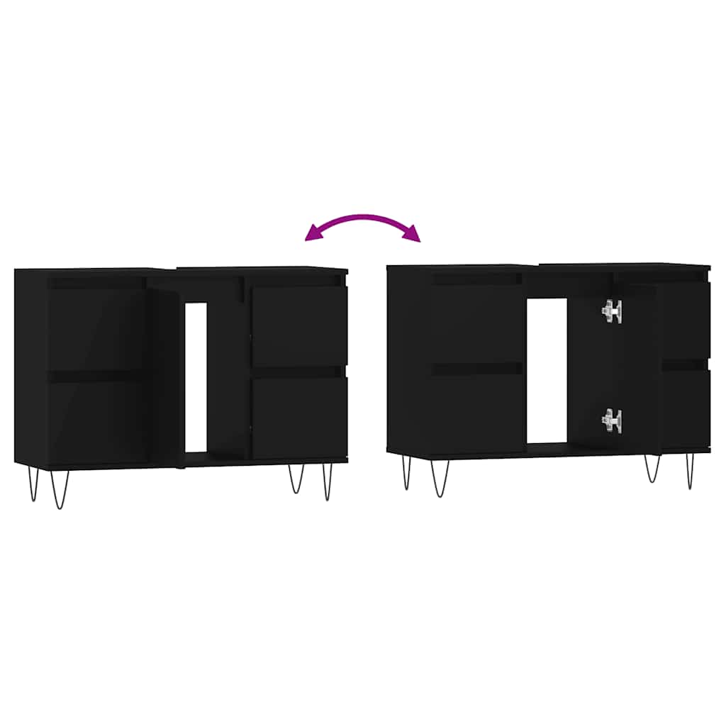 Baderomsskap 80x33x60 cm konstruert tre - svart, 1 - number 9.