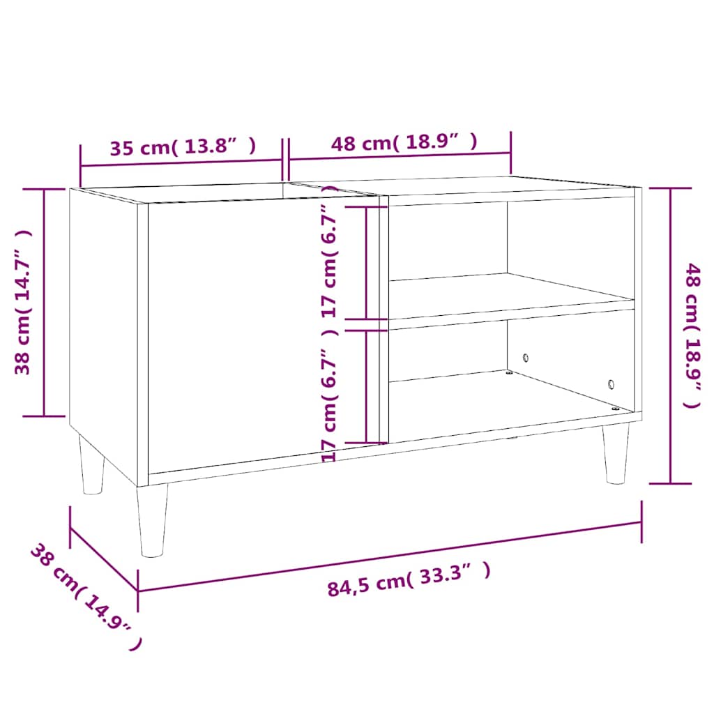 Vinylová skříň 84,5 x 38 x 48 cm dřevěné dřevo - černá, 84,5 x 38 x 48 cm, 1 - number 8.
