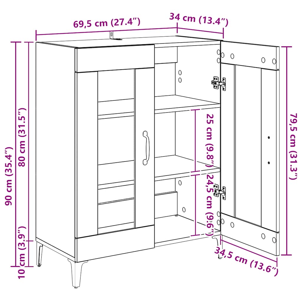 Komoda 69,5x34x90 cm izrađeno drvo crna - number 12.