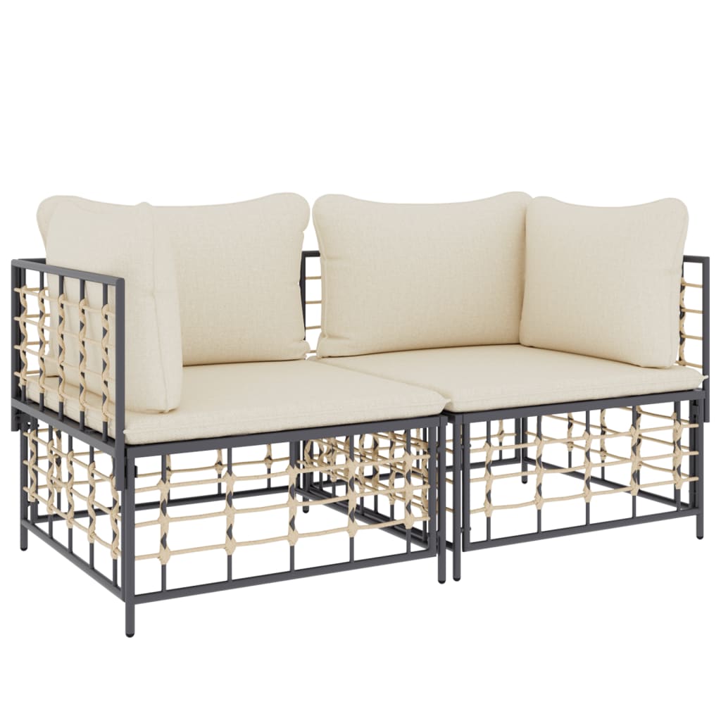 Hjørnemoduler til havesofa 2 stk. med hynder polyrattan - 1, beige, hjørnesofa (2 stk.) - number 3.