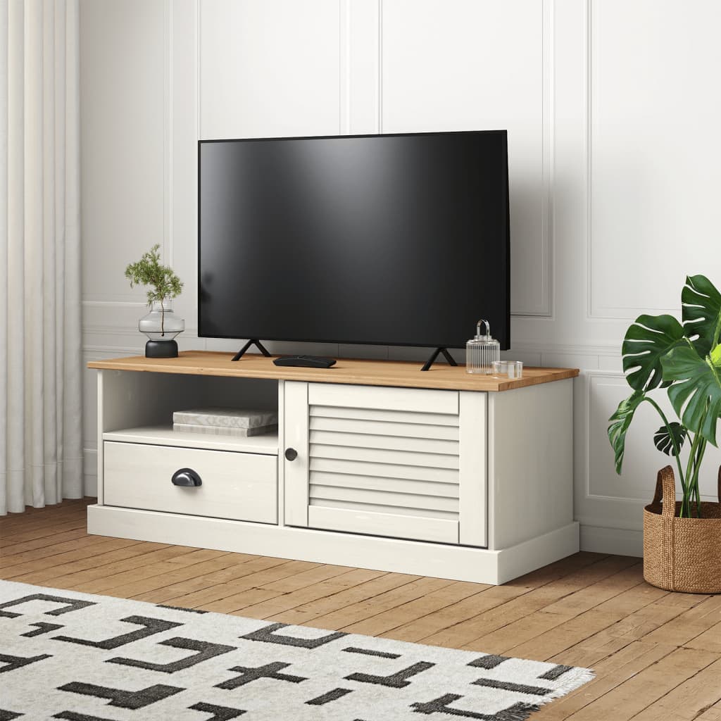 Stolik pod tv vigo 106x40x40 cm sosna lita - biały, 1 - number 1.