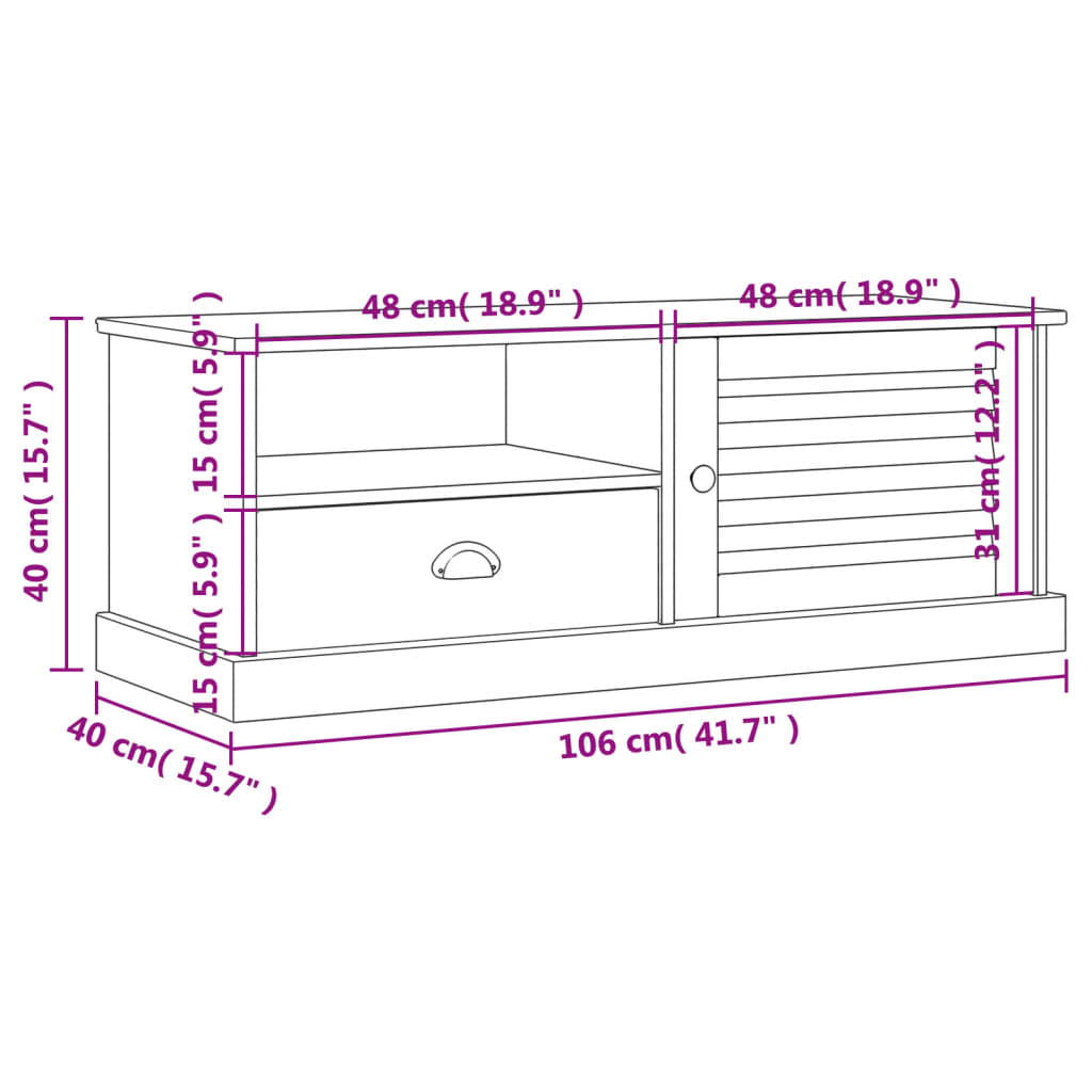 Tv-bord vigo 106x40x40 cm massiv furu - brun, 1 - number 9.