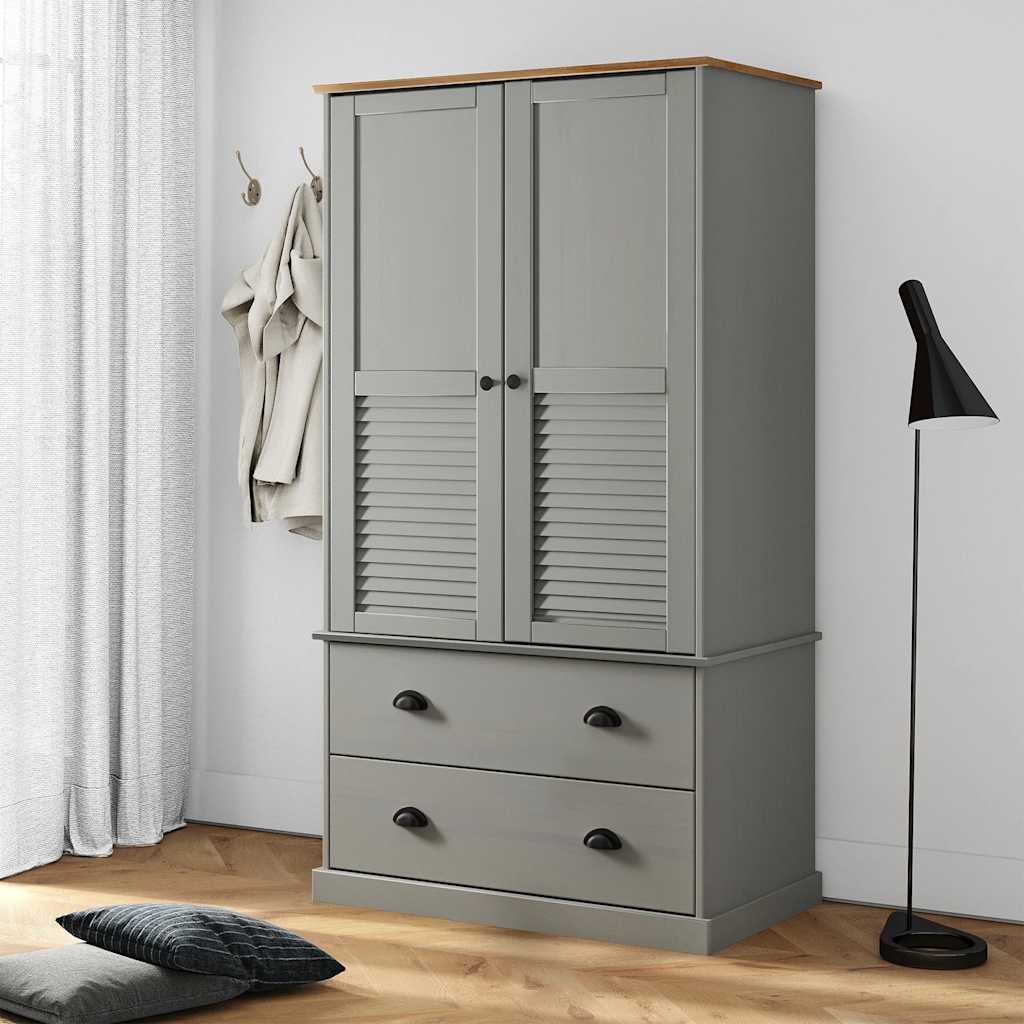Garderobe vigo 90x55x170 cm čvrsti bora - sivi, 1, x - number 1.
