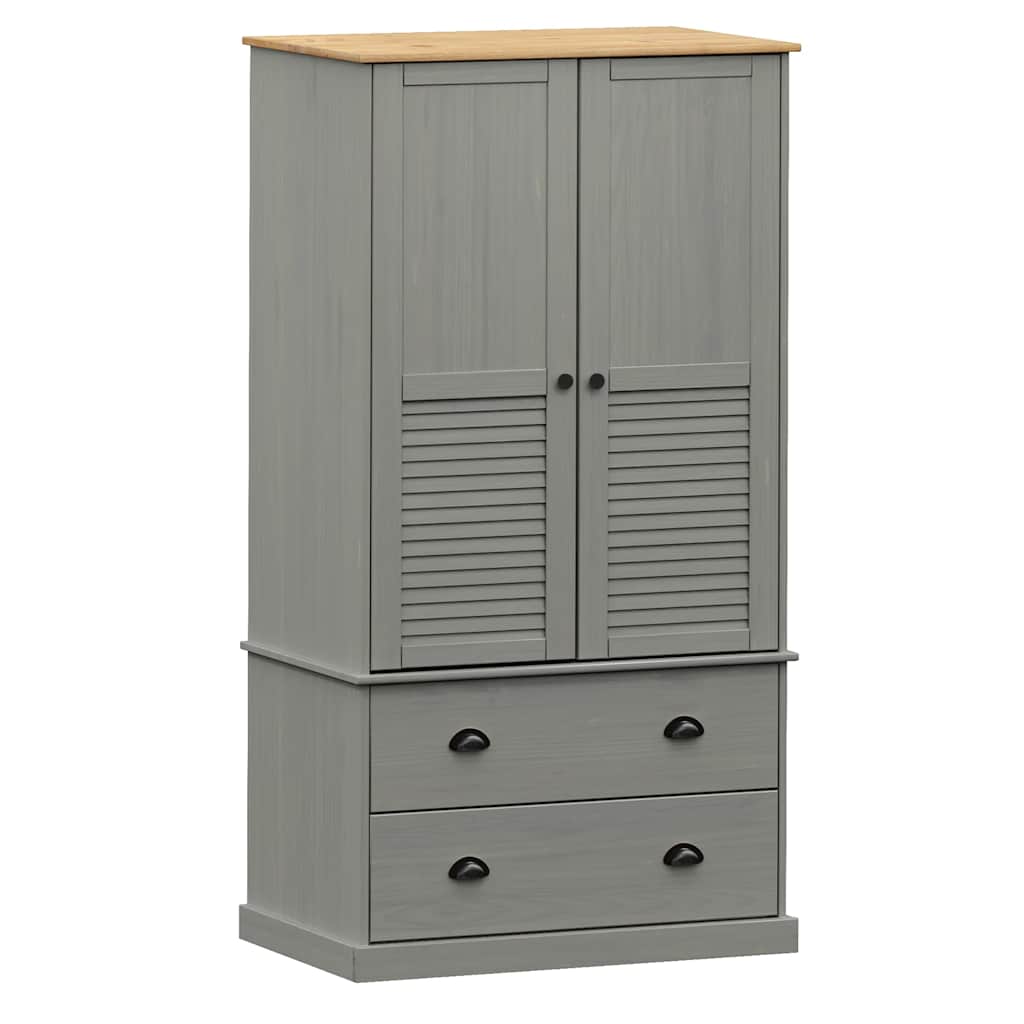 Garderobe vigo 90x55x170 cm čvrsti bora - sivi, 1, x - number 2.