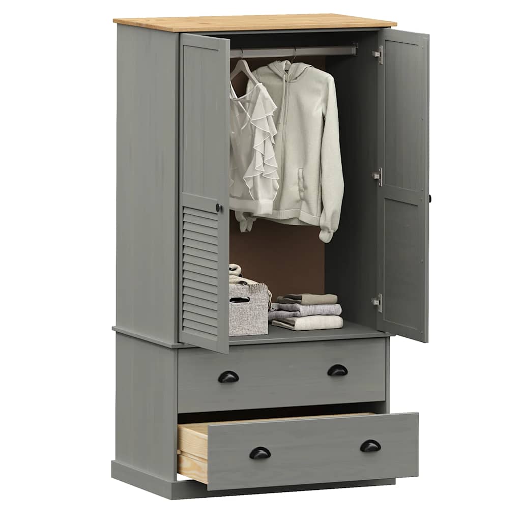 Garderobe vigo 90x55x170 cm čvrsti bora - sivi, 1, x - number 3.