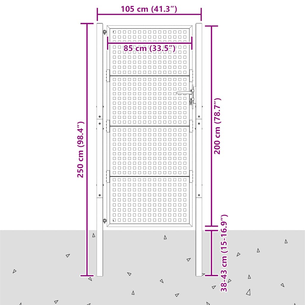 Havelåge stål antracitgrå - 105 x 250 cm - number 6.