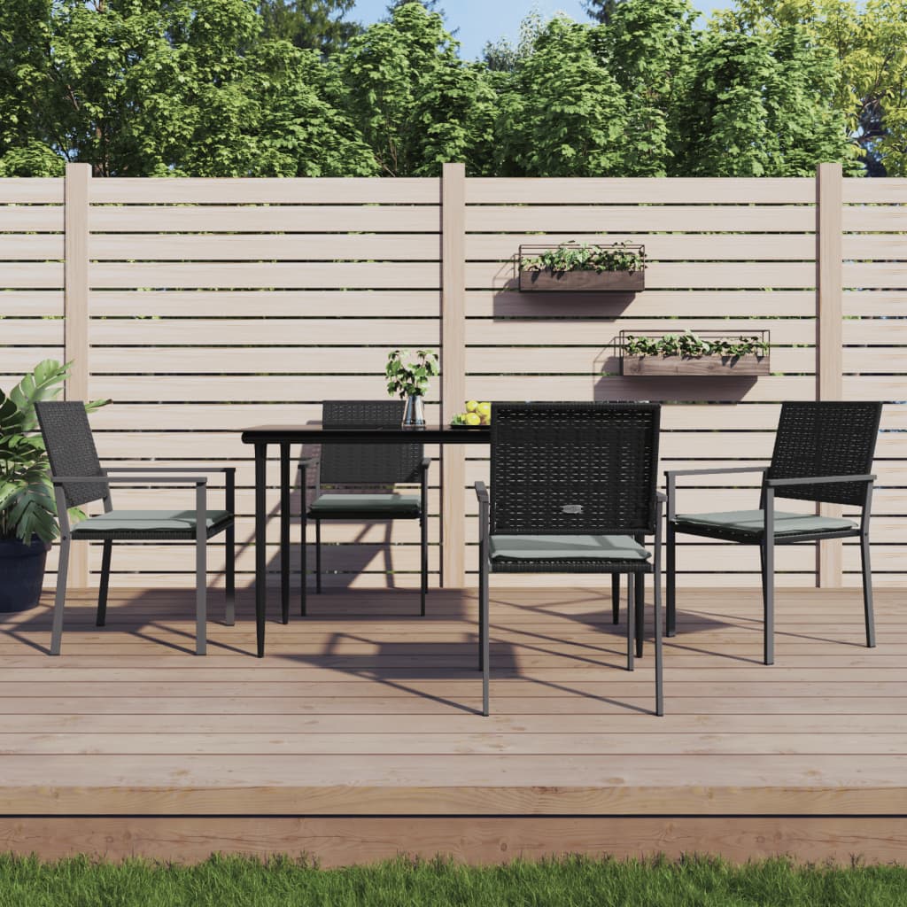 Sedie da giardino con pc cuscini. 54x62,5x89 cm polyrattan nero - 4, sì - number 1.
