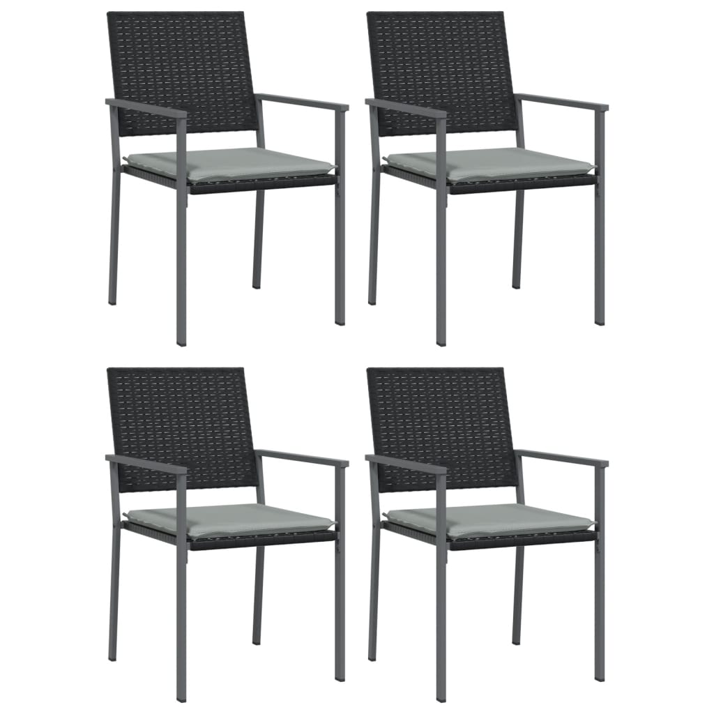 Sedie da giardino con pc cuscini. 54x62,5x89 cm polyrattan nero - 4, sì - number 2.