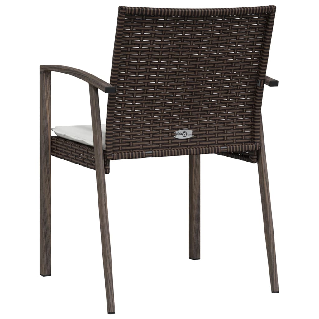 Havestole med hynder stk. 56,5x57x83 cm polyrattan - brun, 6 - number 6.
