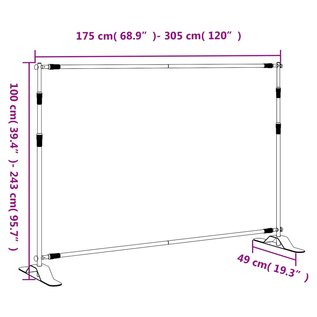 Supporto per sfondo fotografico 2 pz. 305x243 cm acciaio nero - number 10.