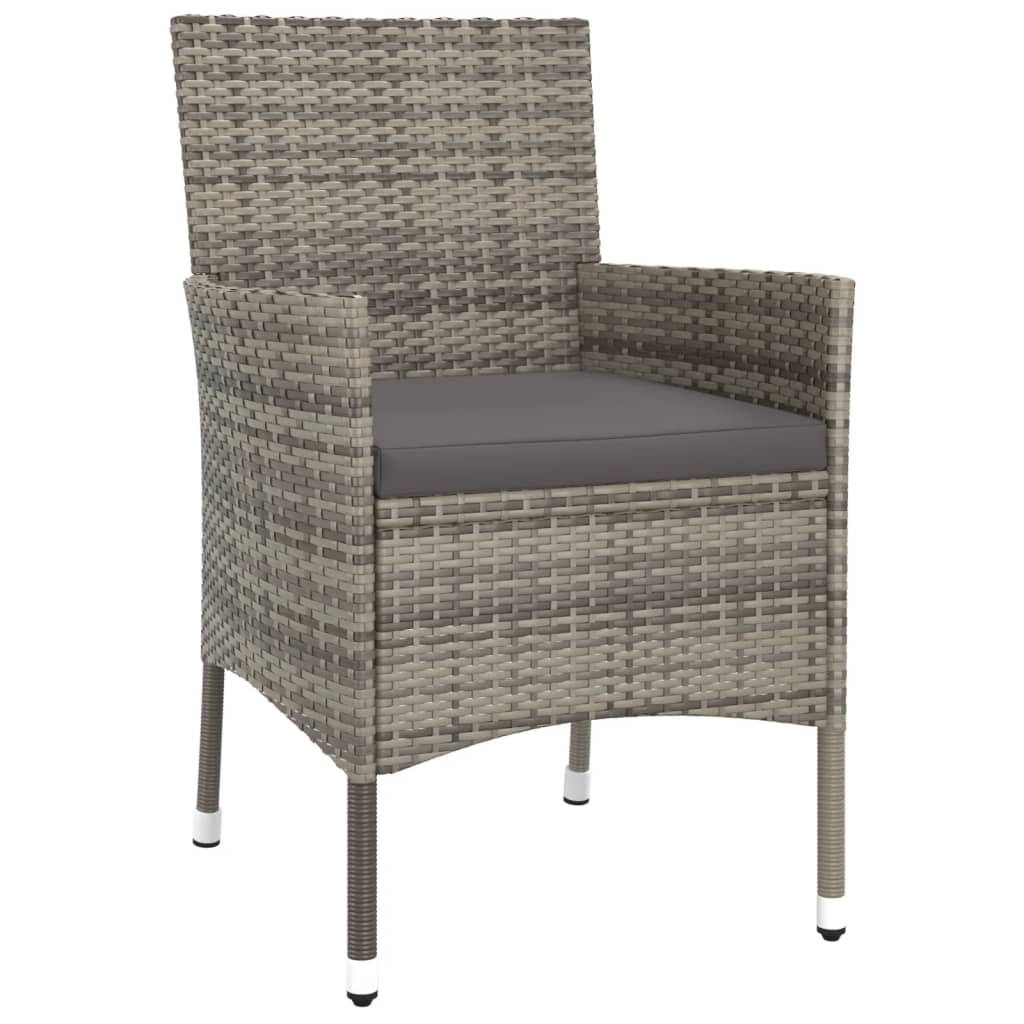 Spisebordsett for hagen 3 deler med puter polyrattangrå - 150 cm bordlengde, 6 - number 5.