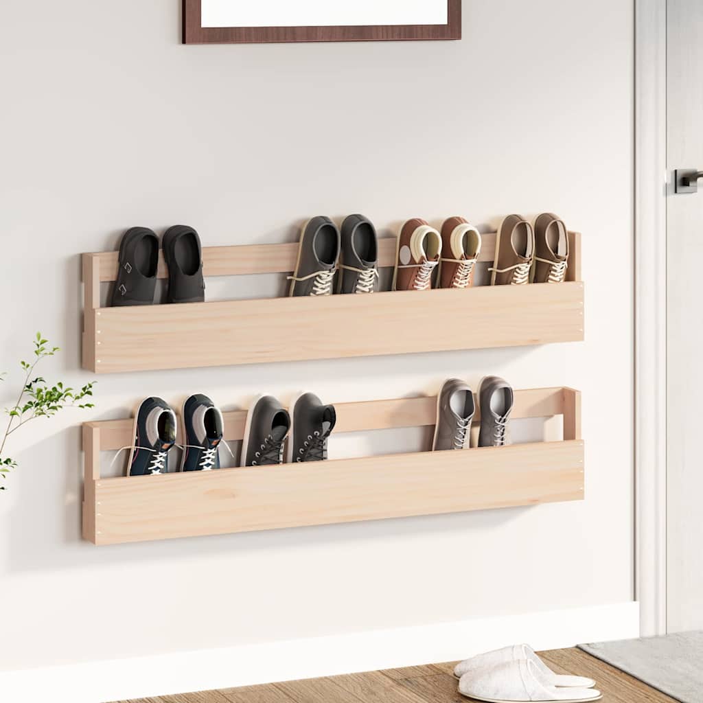 Wall-mounted shoe shelves pcs. 110x9x23 cm solid pine - number 1.
