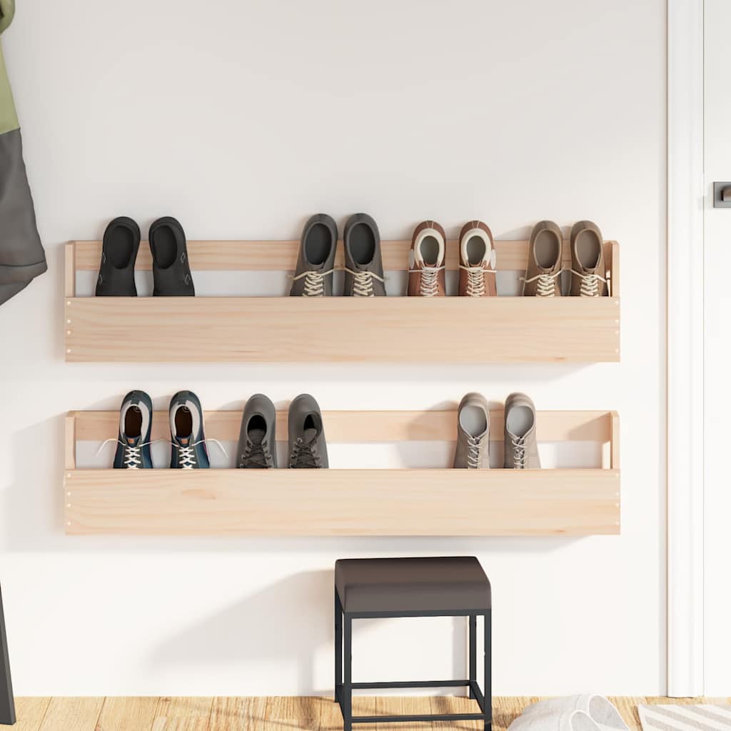 Wall-mounted shoe shelves pcs. 110x9x23 cm solid pine - number 3.