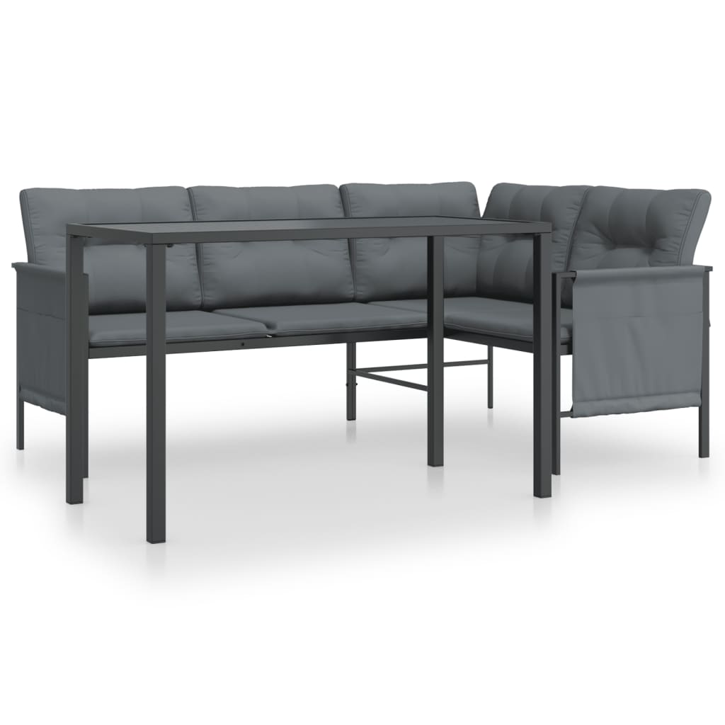 Matbord för trädgård 2 delar stål antracitgrå - hörndelar + bord, 1 - number 2.