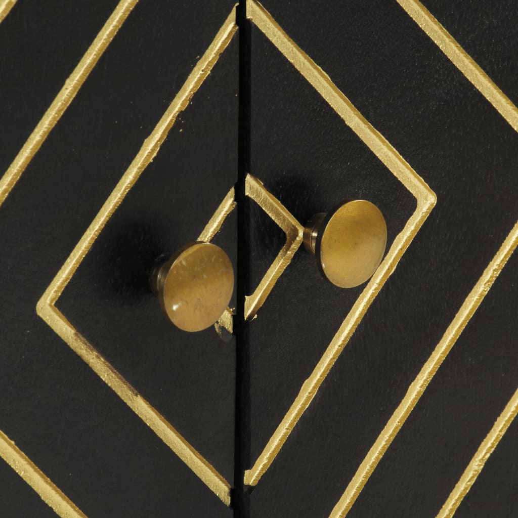 Komoda 110x30x75 cm masivno drvo mango crne i zlatne boje - number 6.